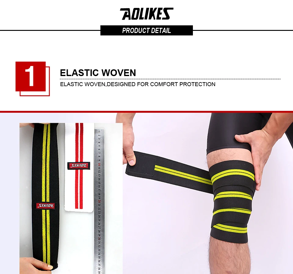 AOLIKES Kniebandagen (Paar) mit Riemen für Kniebeugen, Gewichtheben, Powerlifting, Beinpresse und Cross-Training-Kniebandagen für Kniebeugen – Detail 5