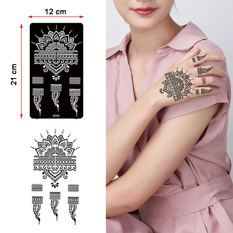 16 Pcs/Lot Henna Tattoo Stencil Kit Temporary Airbrush Tattoo Stencils Body Art Hand Paint