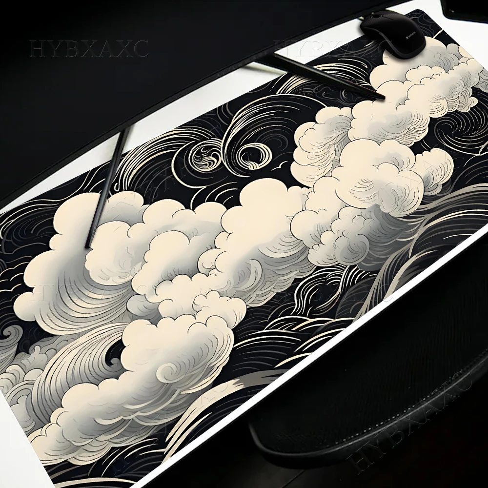 Black and White Clouds Art Mouse Pad Custom Large Extended Gaming Mouse Pad Graphical Design Big XXL White Cloud Office Desk Mat