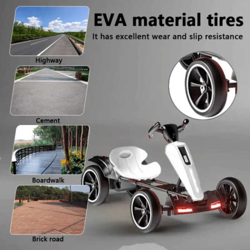 Kinderen 12V elektrische pedaalmap Go Kart Outdoor rit op speelgoed Verstelbare stoel Antislip EVA 4 wielen Jongens Meisjes