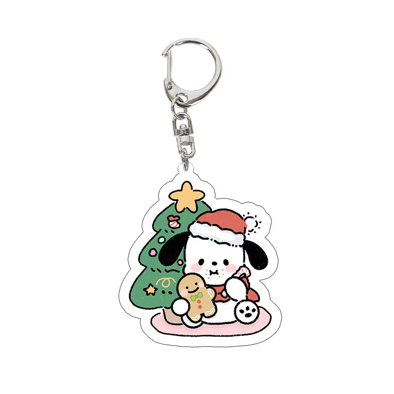 New Sanrio Series Christmas Dress Up Keychain Cute Cartoon Hello Kitty My Melody Acrylic Backpack Pendant Decoration Wholesale