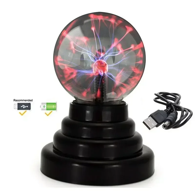 Lampe boule plasma magique de 3 pouces, veilleuse tactile sensible, nouveauté, cadeau d'anniversaire et de noël pour enfants