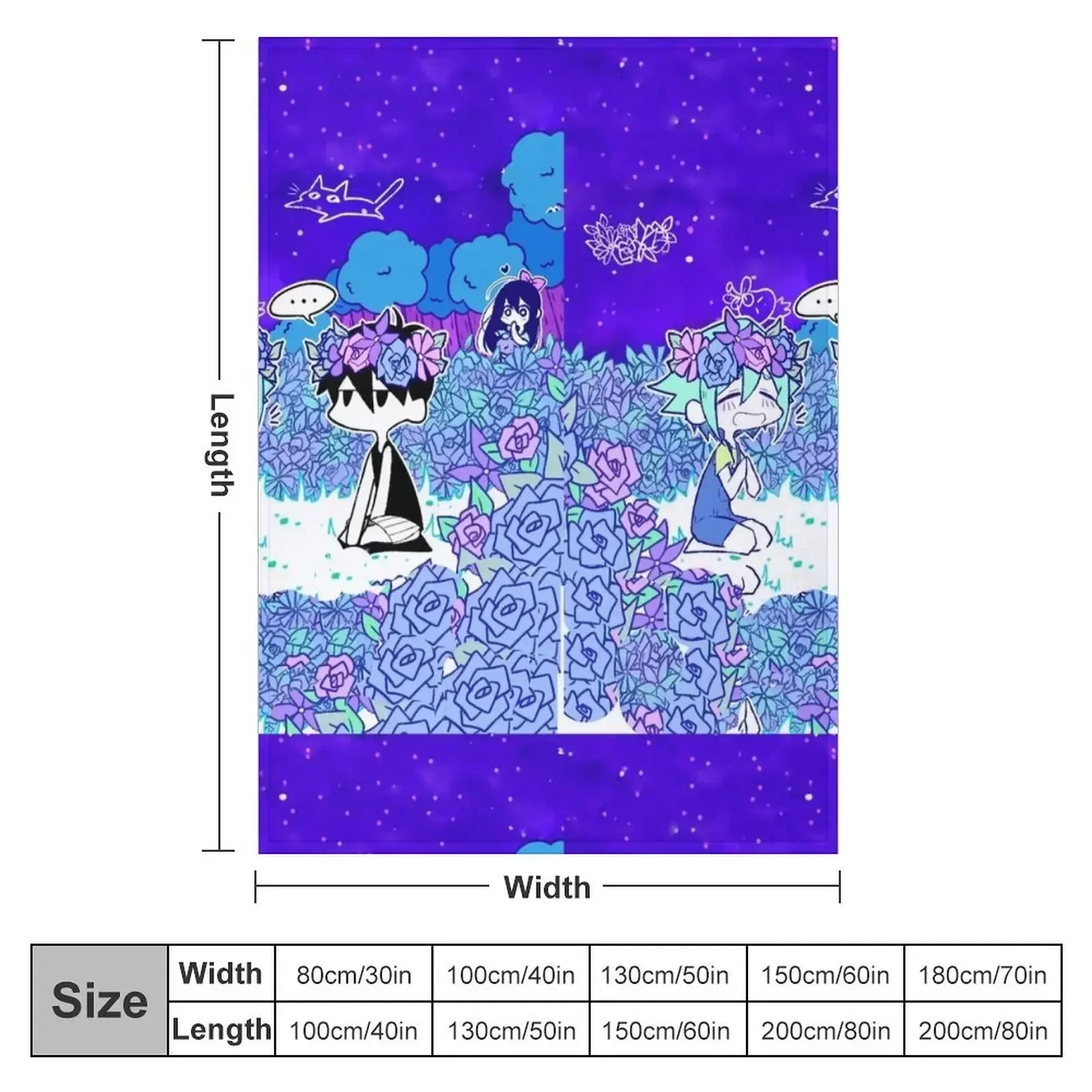 Omori Basil And Folower Sticker - Omori Basil And Folower Poster Throw Blanket Cute Plaid Flannel Fabric Hairy Thermal Blankets