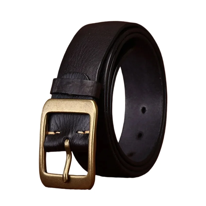 

3.8CM High Quality Pure Cowhide Genuine Leather Belts for Men Brand Strap Male Brass Buckle Casual Vintage Jeans Cowboy Cintos