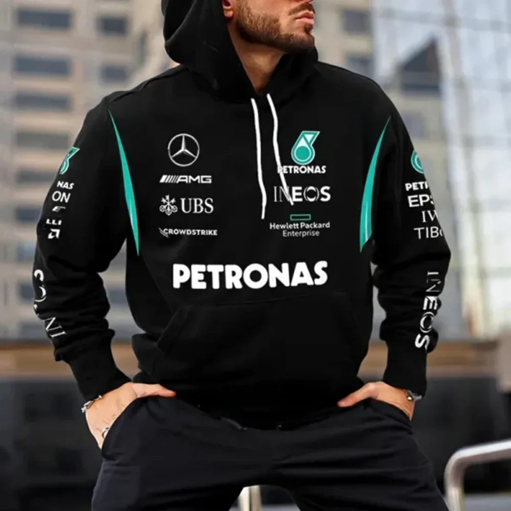 New Autumn And Winter F1 Racing Long Sleeved Hooded Men'S Women'S Outdoor Motorcycle Riding Clothes Mercedes 3D Thin Pullover