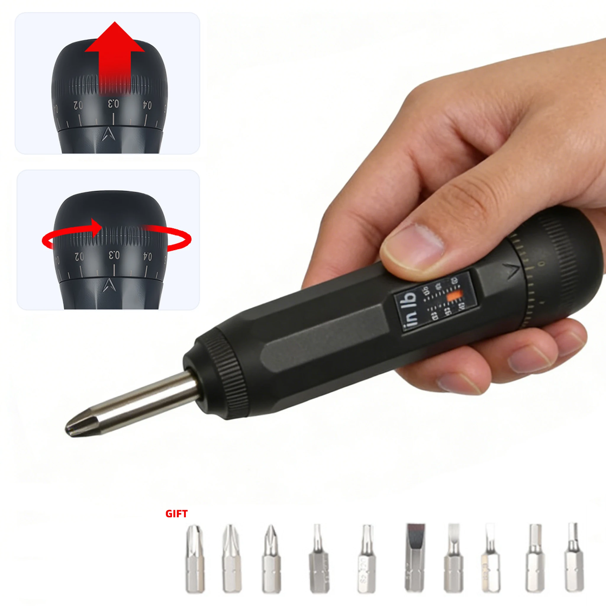 

10-60 In.lb Magnetic 1/4" Drive Precision Torque Screwdriver Set with Bits for Tool Repair & Bike Maintenance