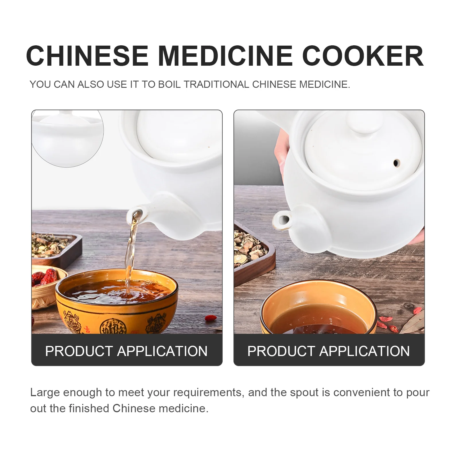 

Ceramic Medicine Cooker Large Capacity Heat Resistant Smooth Handle Multi-Function Chinese Medicine Pot for Boiling Stew Soup