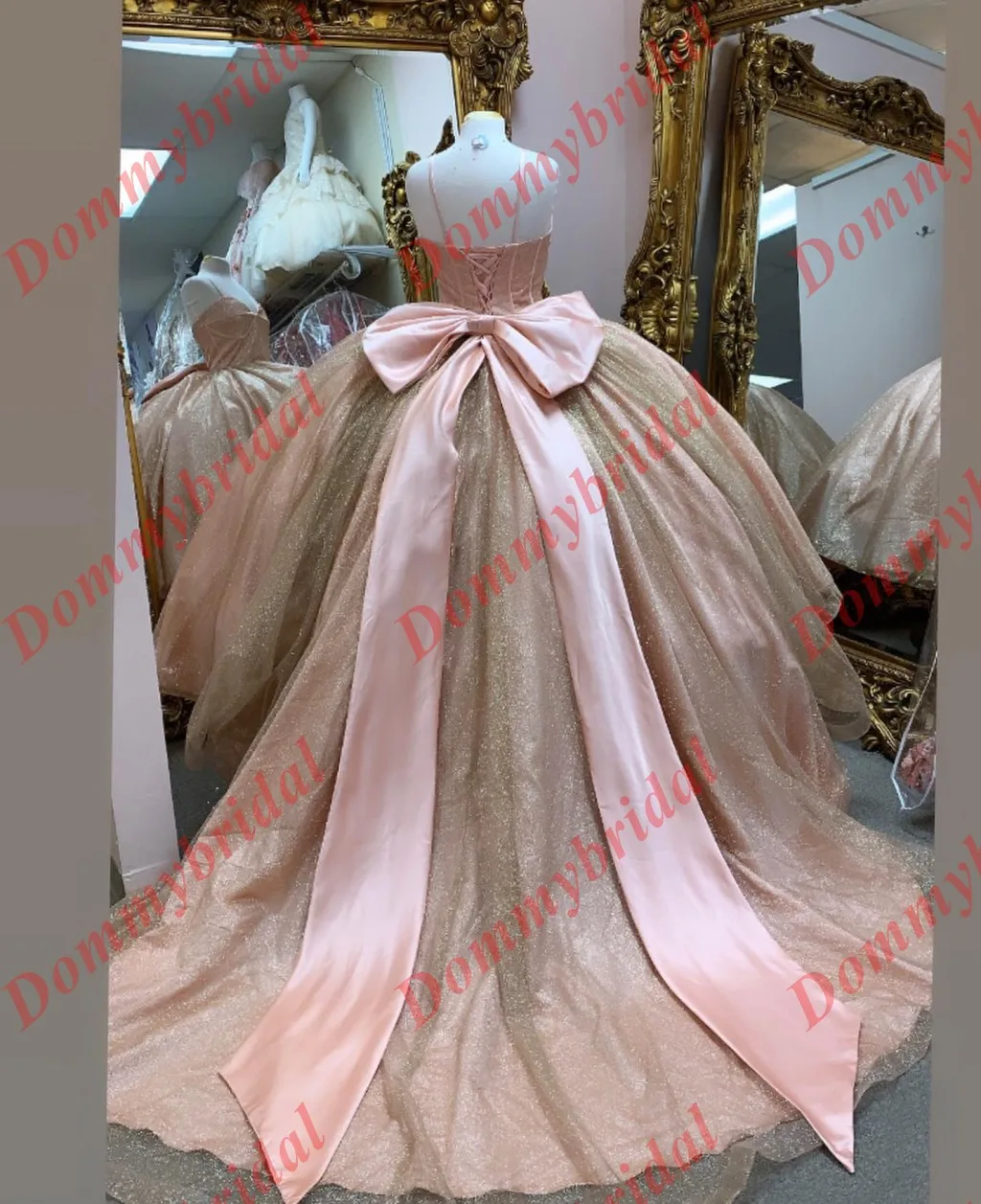 Vestido De 15 Anos Glitter Rose Gold Cold Shoulder Long Sleeves Ball Gown Quinceanera Prom Formal Dresses Cheap Designer 2023