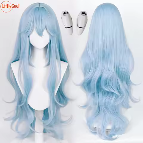 High Quality Rei Ayanami Cosplay Wig EVA Cosplay 100cm Long Blue Wavy Heat Resistant Synthetic Hair Anime Cosplay Wigs + Wig Cap