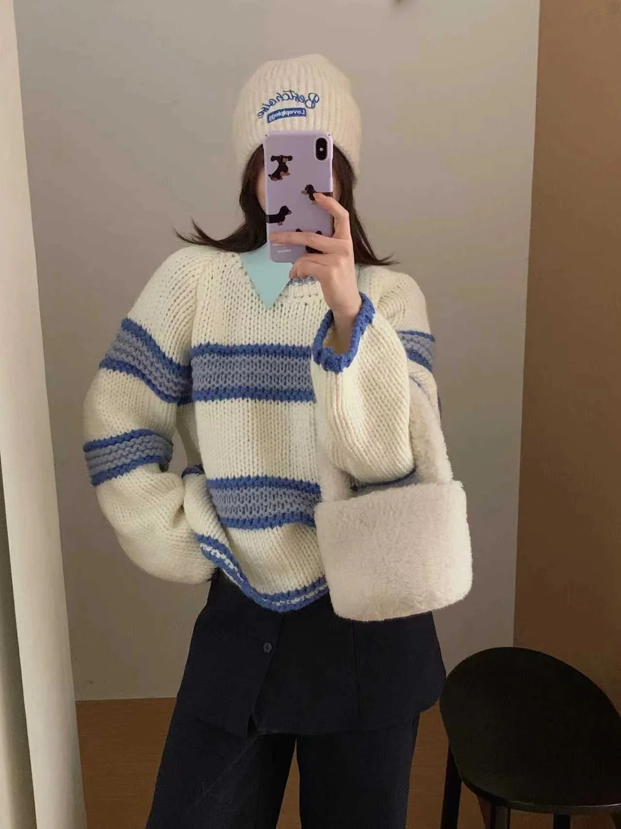 

Премиум-свитер женский вязаный свободного кроя, в полоску, из тонкой пряжи, с цветовыми блоками, стройнящий, в стиле кэжуал, удобный, мягкий, с длинными рукавами