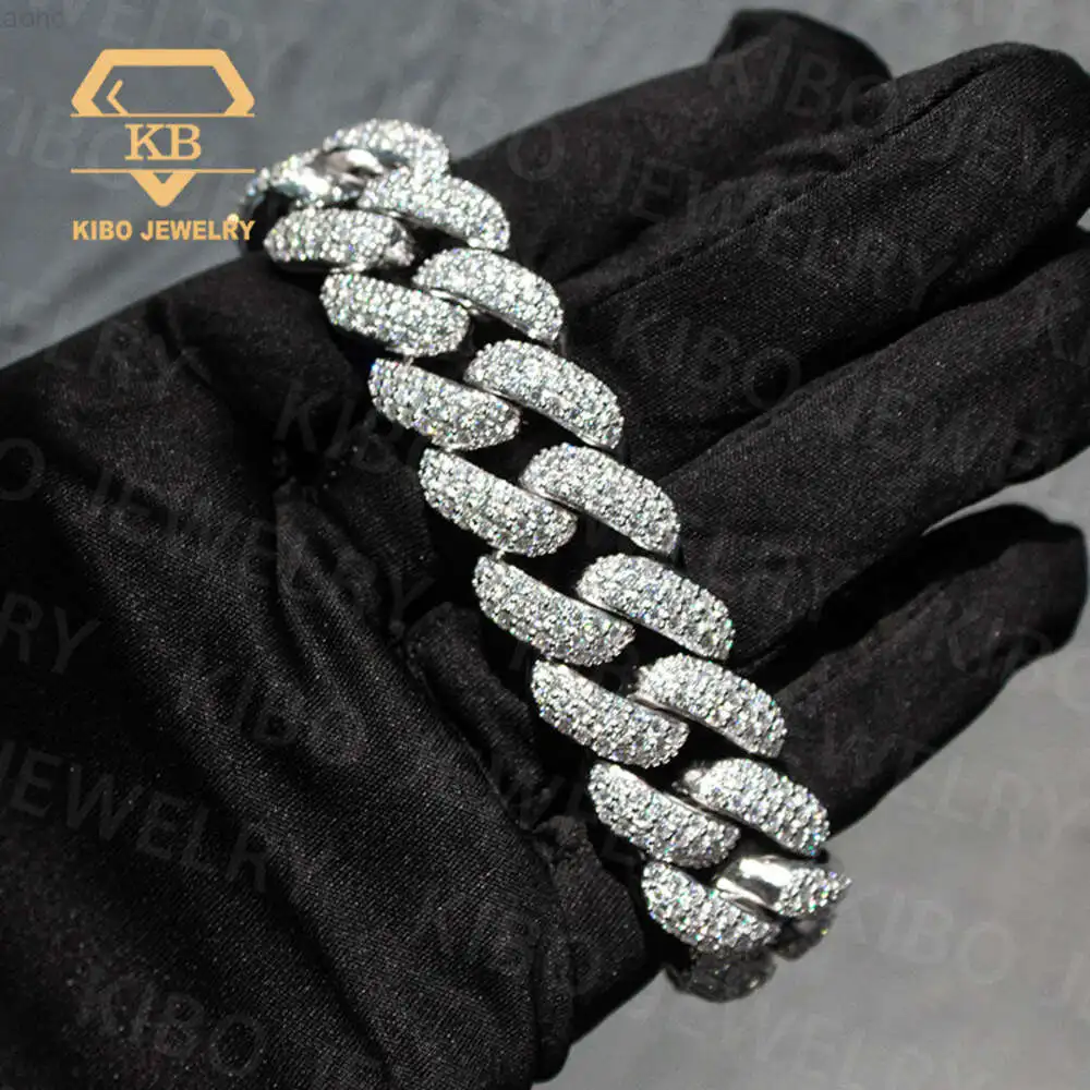 Real Rapper 925 Silver Mossanite 20mm Vvs1 Lab Grown Moissanite Diamond Iced Out Cuban Link Chain Bracelet