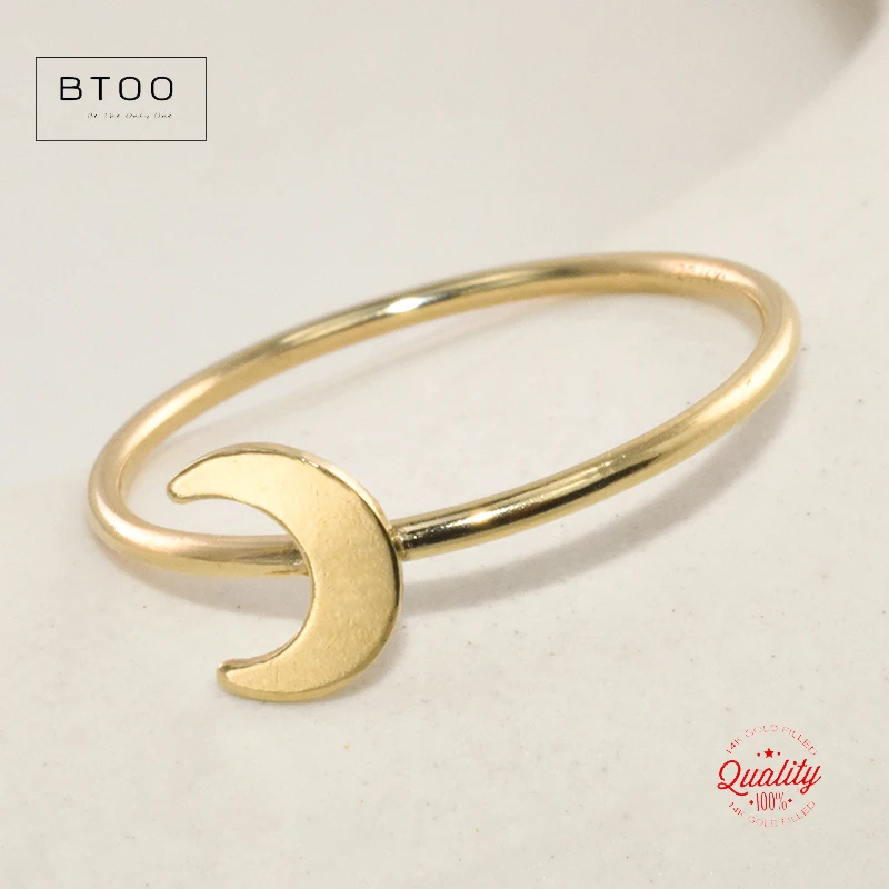 14K Gold Filled Moon Stacking Ring Boho Gold Jewelry Minimalist Knuckle Ring Anillos Mujer Gold Accessories Women Ring