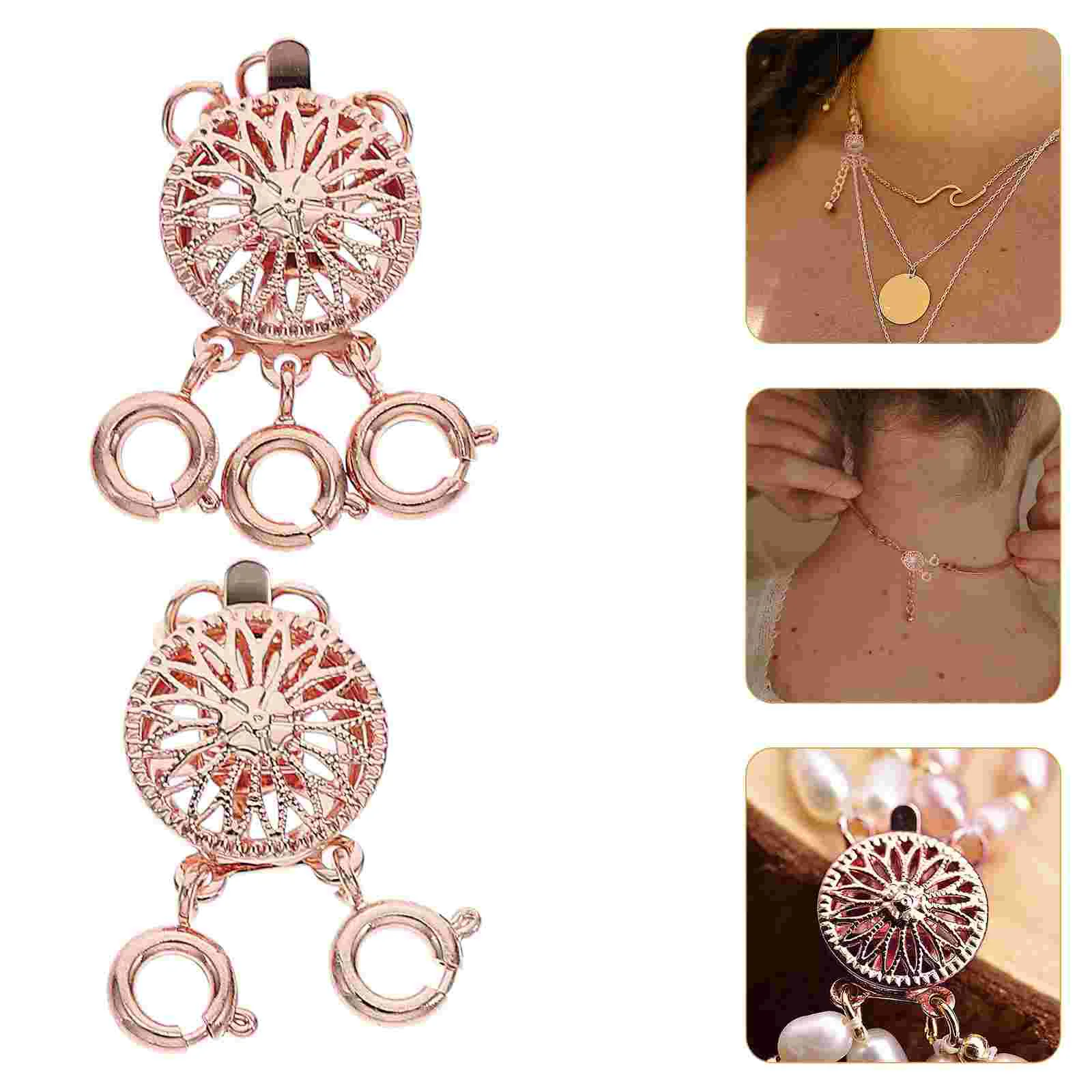 

2 Pcs Necklace Separator Rose Gold Bi Tri Layered Clasp Jewelry Connector Multi Row Necklace Bracelet Buckle Easy