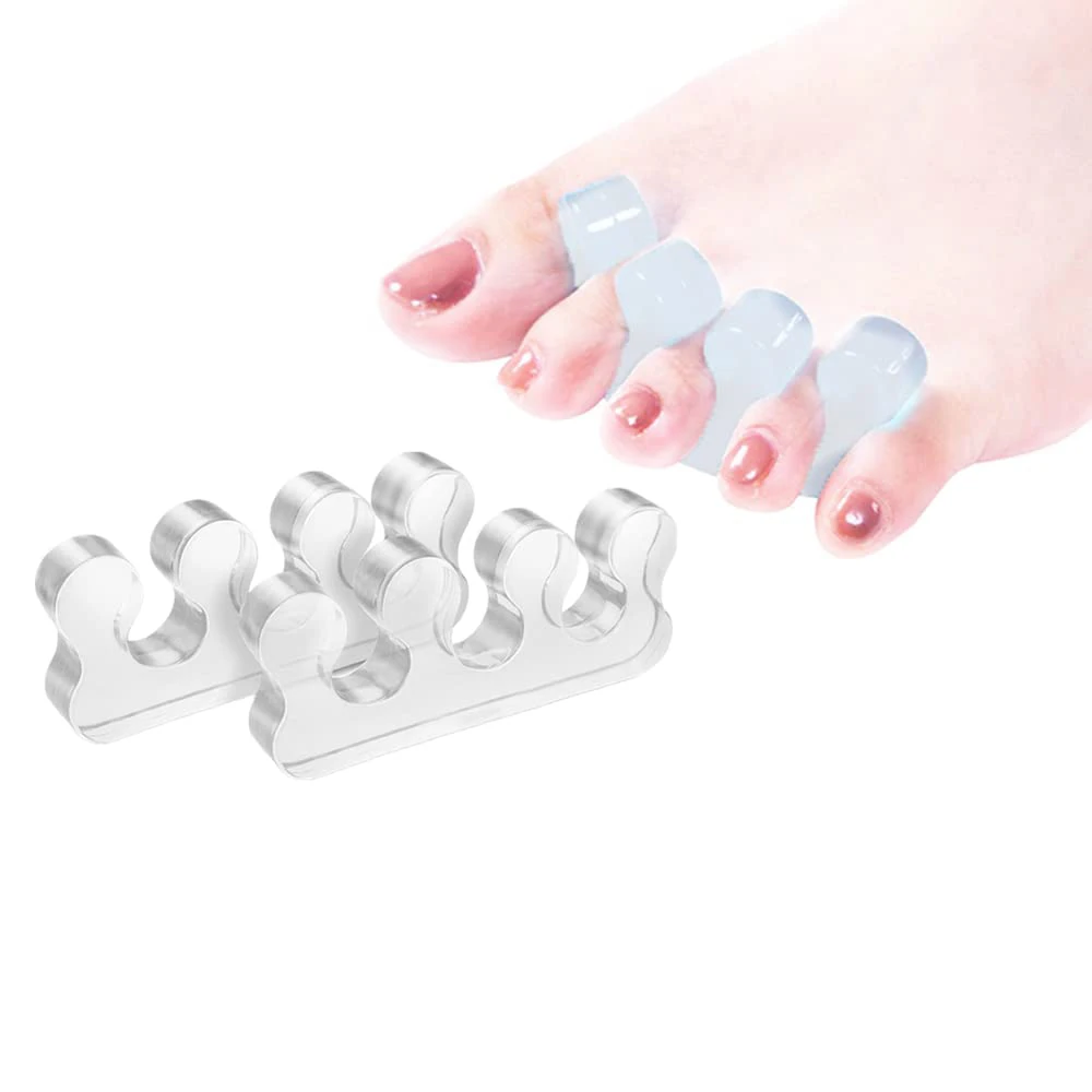 1 par de separadores de dedos para esmalte, kit de pedicure, espaçadores de dedos de silicone macio para cuidados com os pés