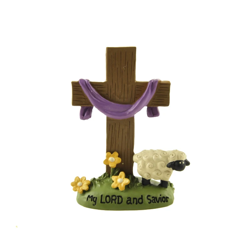 He is risen Cute Sheep American Rural Home Decorations Gifts Resin Craft My LORD and Savior Home Decor Office Desk Decoration