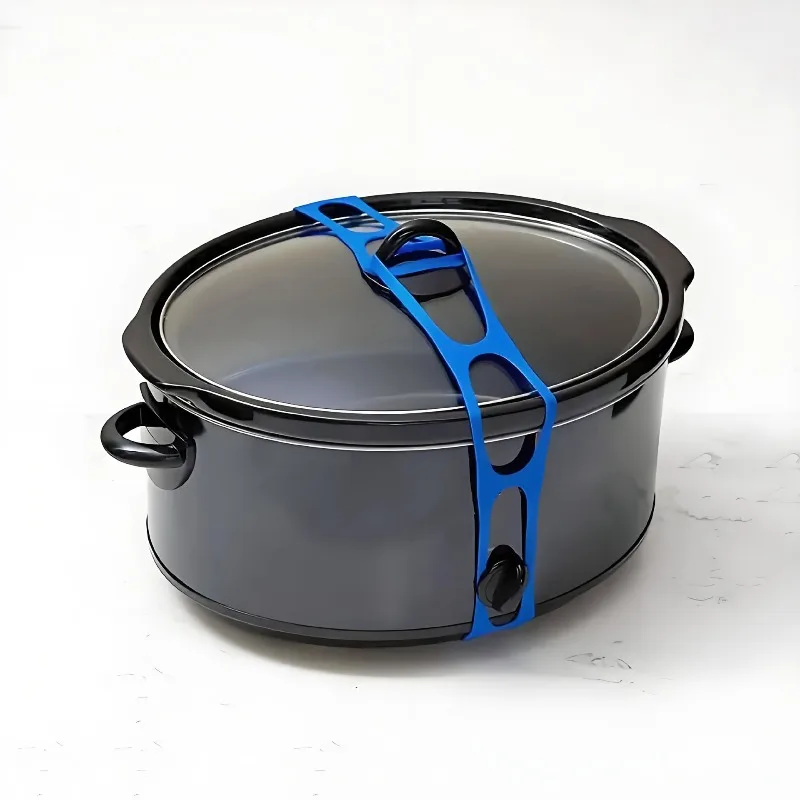 

Silicone lid strap reusable universal pot lid fixing strap suitable for slow stew pots, clay pots, and flat bottomed pans