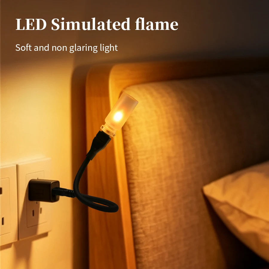 USB LED Simulated Flame Bulbs Night Light Flame Flickering Atmosphere Light Candle Lights Camping Lamp Flame Light Effect Bulb
