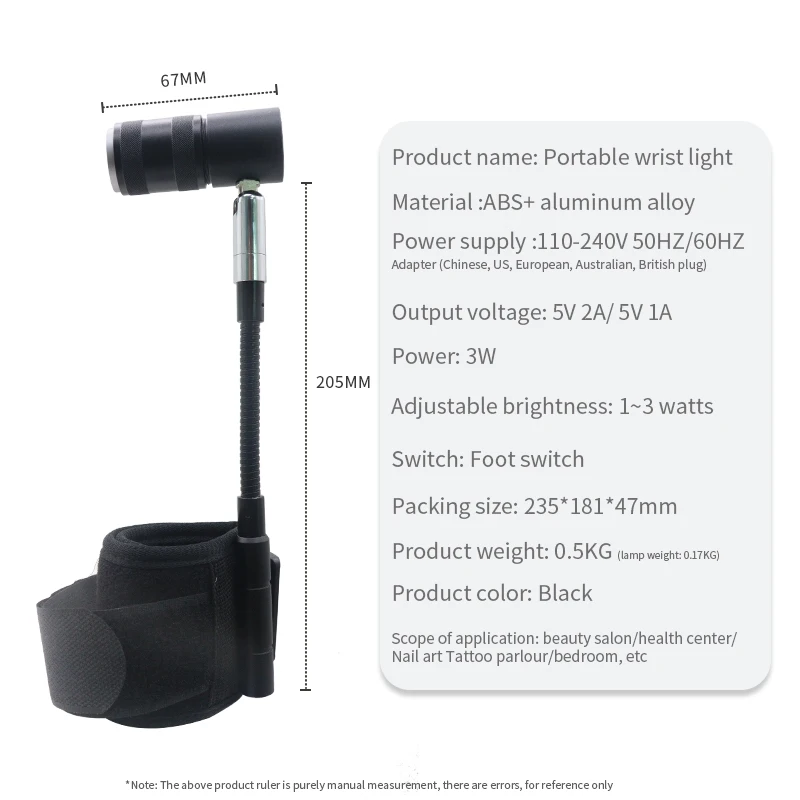 Wrist Band UV Lash Lamp UV Glue Curing Light for Eyelash Extension Nail Dryer 350° Gooseneck Glue Cure Lighting