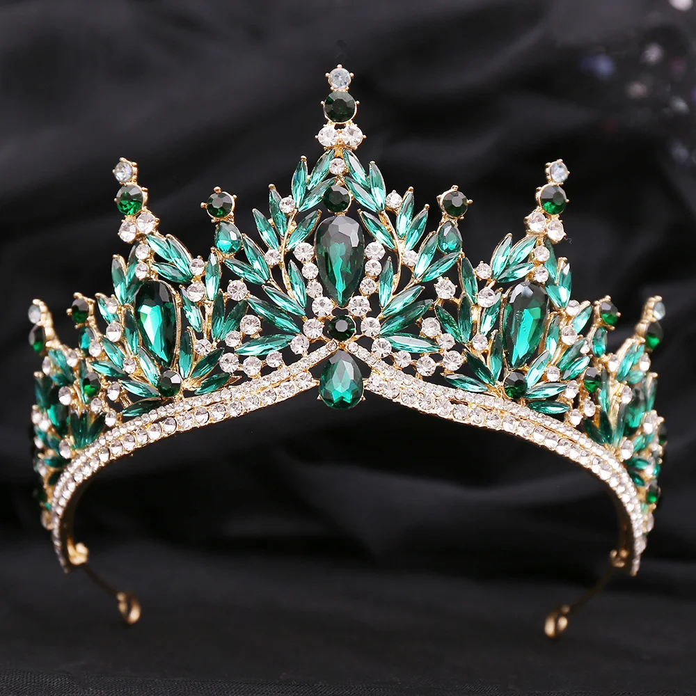 12 Colors Baroque Luxury Big Water Drop Crystal Tiara For Women Wedding Girls Birthday Party Elegant Crown Hair Accessories