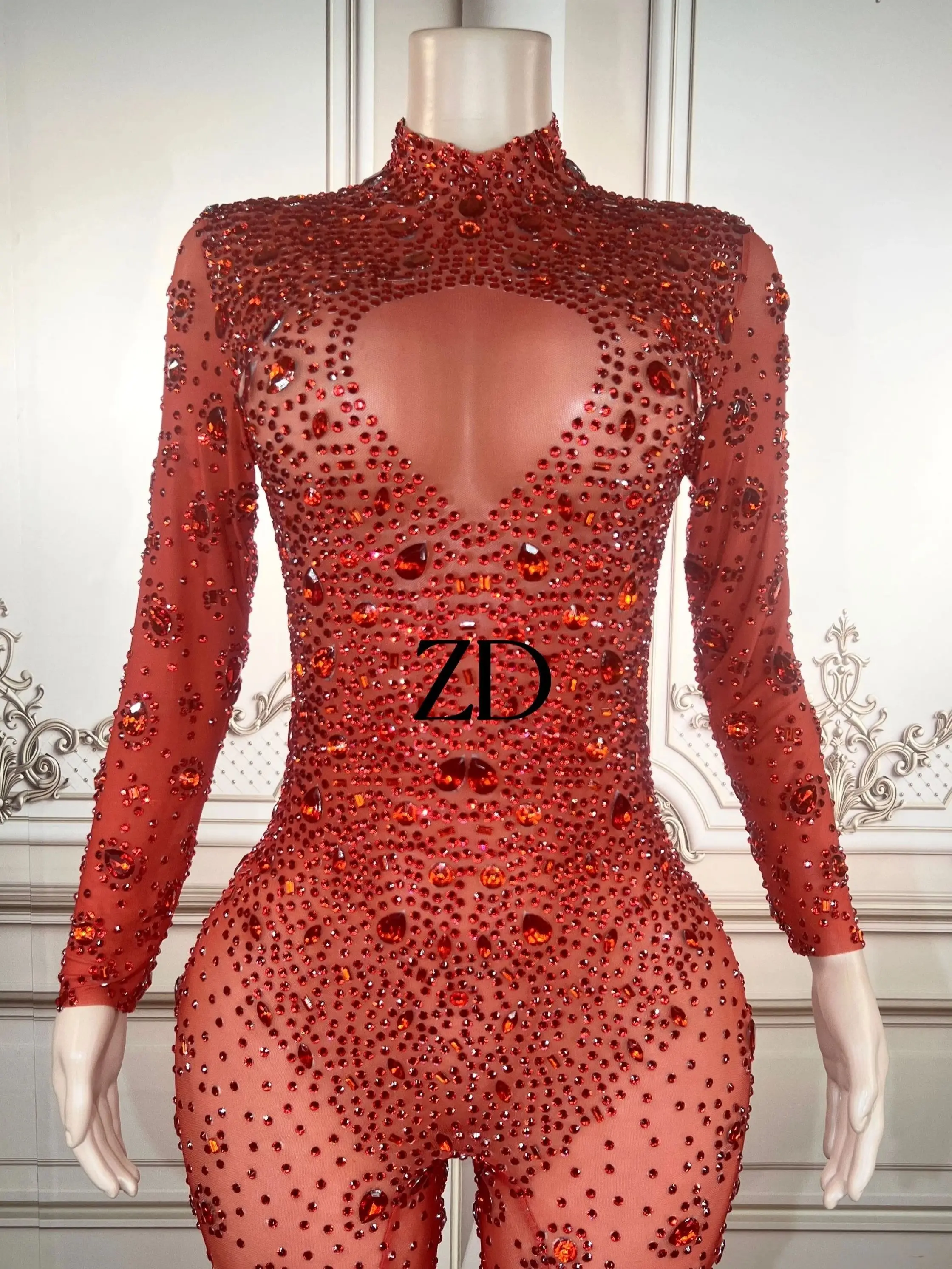 

ZD женские роскошные комбинезоны и боди ручной работы с кристаллами, сетчатые комбинезоны с черными стразами для женщин