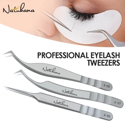 NATUHANA  Eyelash Extensions Tweezers Lash Artists High Precision Stainless Steel Superhard Anti-Static Tweezers Makeup Tools