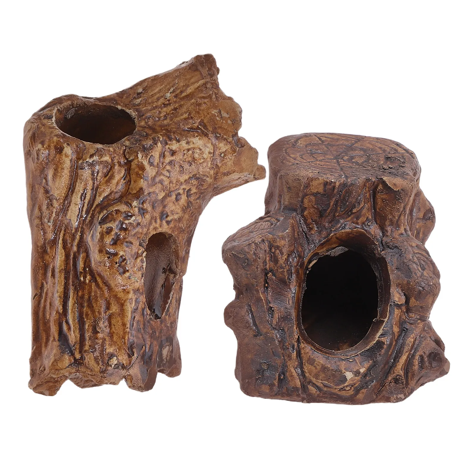 Hide Cave Ceramic - قطعتان من ديكورات مخبأ الأسماك في