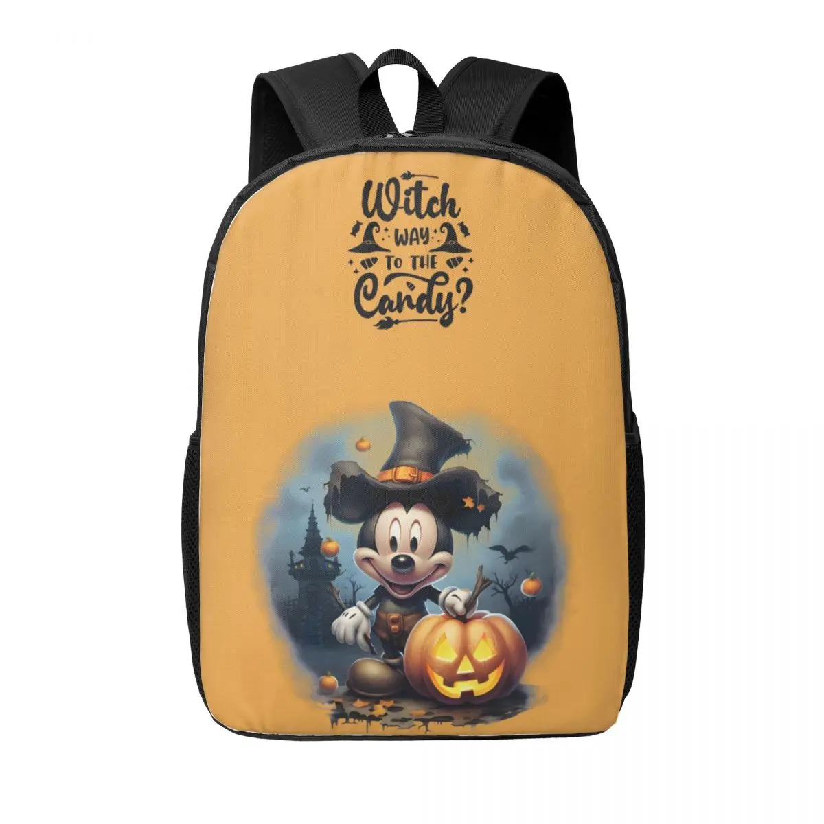 Custom Halloween Mickey Mouse Witch Laptop Backpack Men Women Casual Bookbag for College School Students Bags