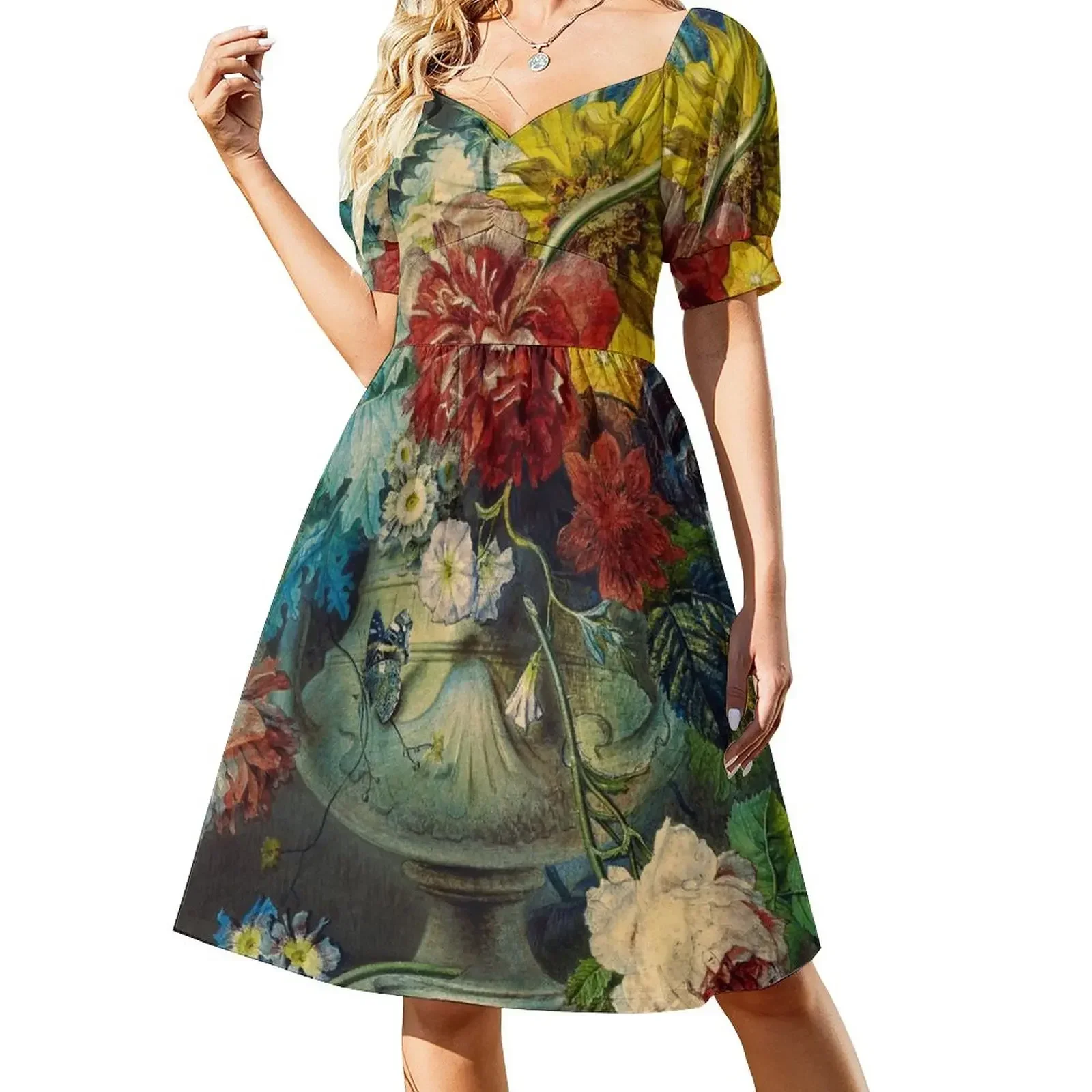 

Bouquet of Flowers in a Vase by Georgius Jacobus Johannes van Os Sleeveless Dress women clothes Dress