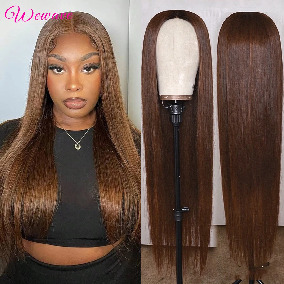 Bone Straight Chocolate Brown Lace Front Human Hair Wigs For Women Pre Plucked 13x4 13x6 Hd Transparent Colored Lace Frontal Wig