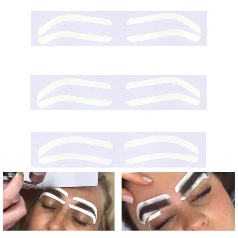 Plantilla desechable con diseño de cejas, 12 pares, 3 tipos, tinte para cejas, aerógrafo, pegatina auxiliar para dar forma a las cejas, maquillaje teñido