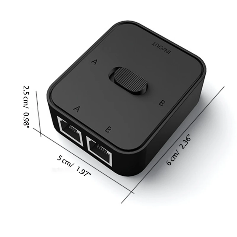 Selector de caja de interruptor de red LAN HUB 2 en 1, conector divisor de conmutador Ethernet para PC, 2 puertos RJ45 CAT 5/6