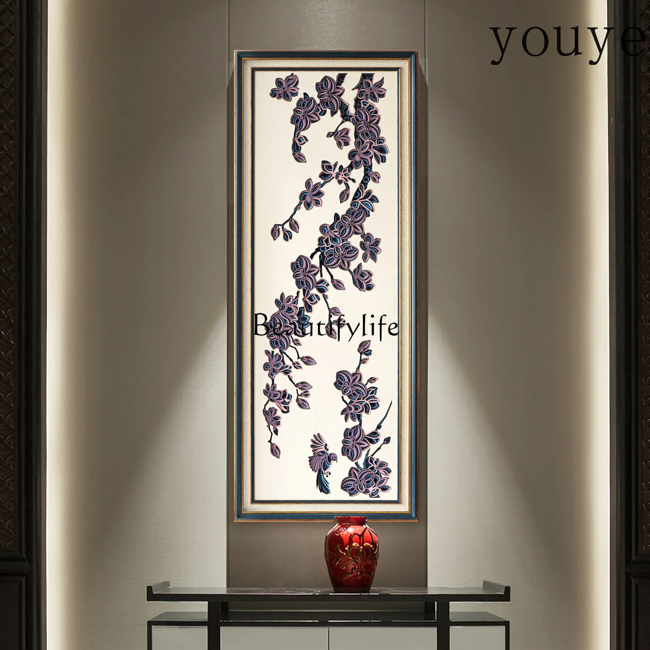 New Chinese Zen painting creative tea room background wall decoration bedroom living room