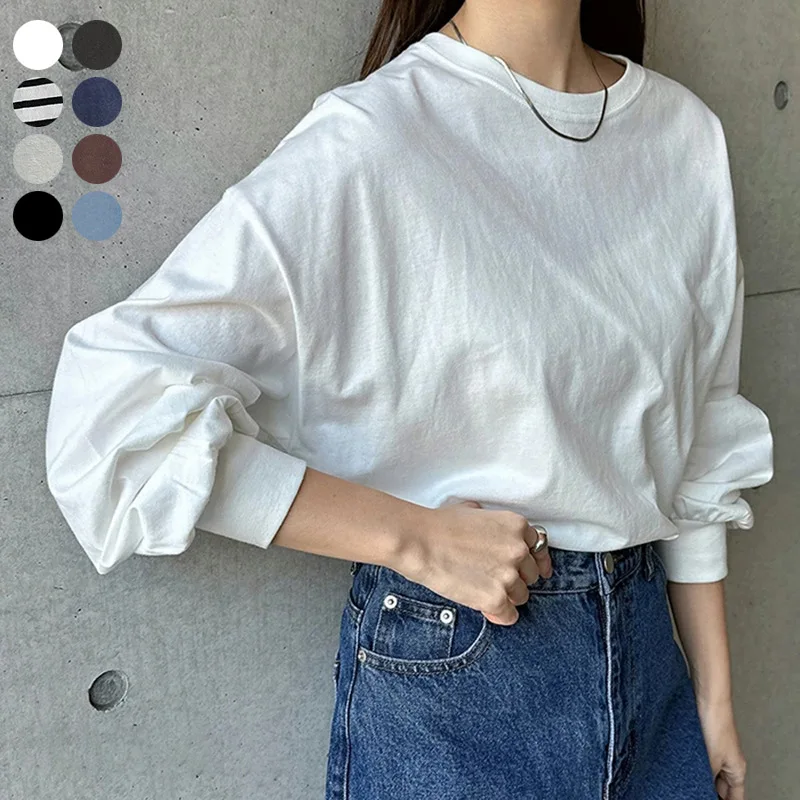

Autumn new women's lantern sleeve long-sleeved tops women's round neck pullover loose casual versatile cotton T-shirt