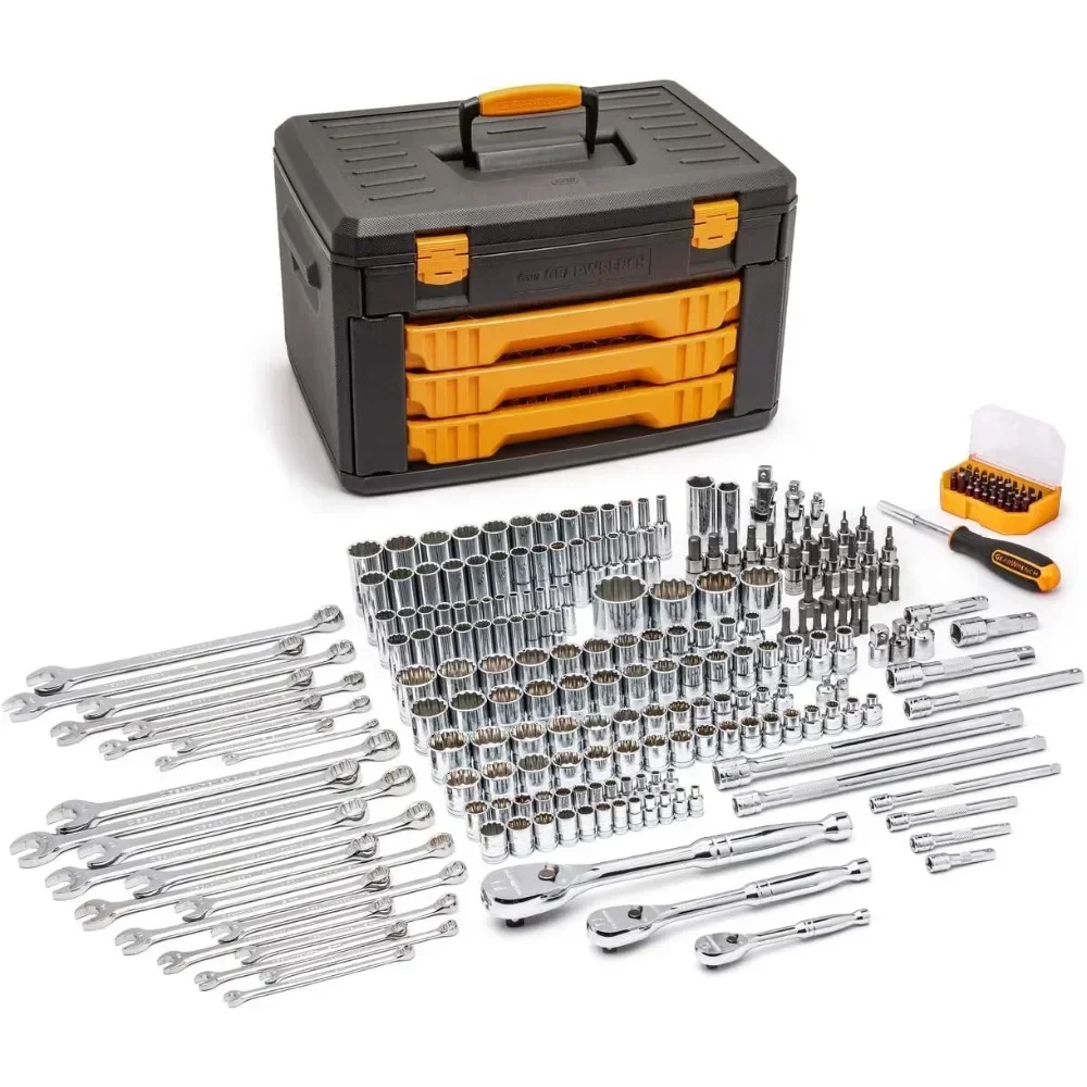 243 Pc. 12 Pt. Mechanics Tool Set in 3 Drawer Storage Box - 80972