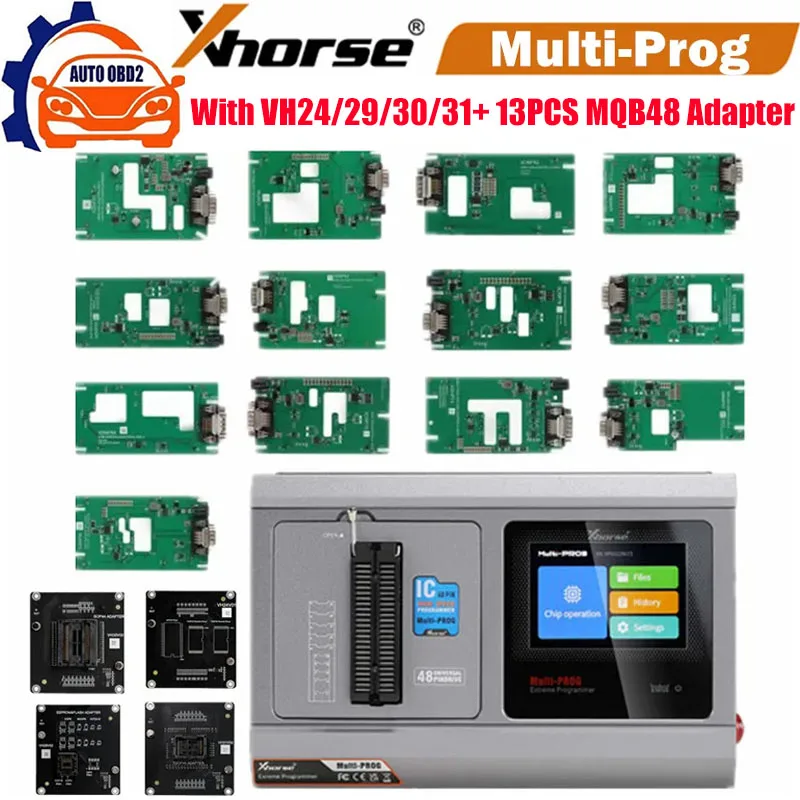 Xhorse Multi Prog Multi-Prog Programmer ECU Gearbox Update Version of VVDI Prog+13PCS XDNPM3GL MQB48 Solder-Free Adapter