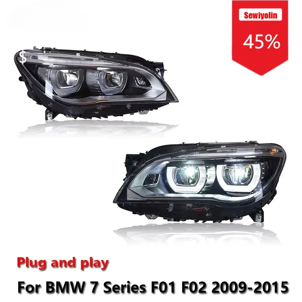 

Sewiyolin Автомобильные светодиодные фары в сборе для BMW 7 серии F01 F02 2009-2015, автоматические противотуманные фары DRL, стоп-сигналы поворота, вилка и Pla