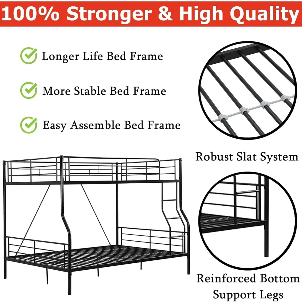 Queensize stapelbedden, robuust stapelbed Full XL over queensize met ladder voor kinderen jongens meisjes tieners, converteerbaar tot 2 aparte bedden