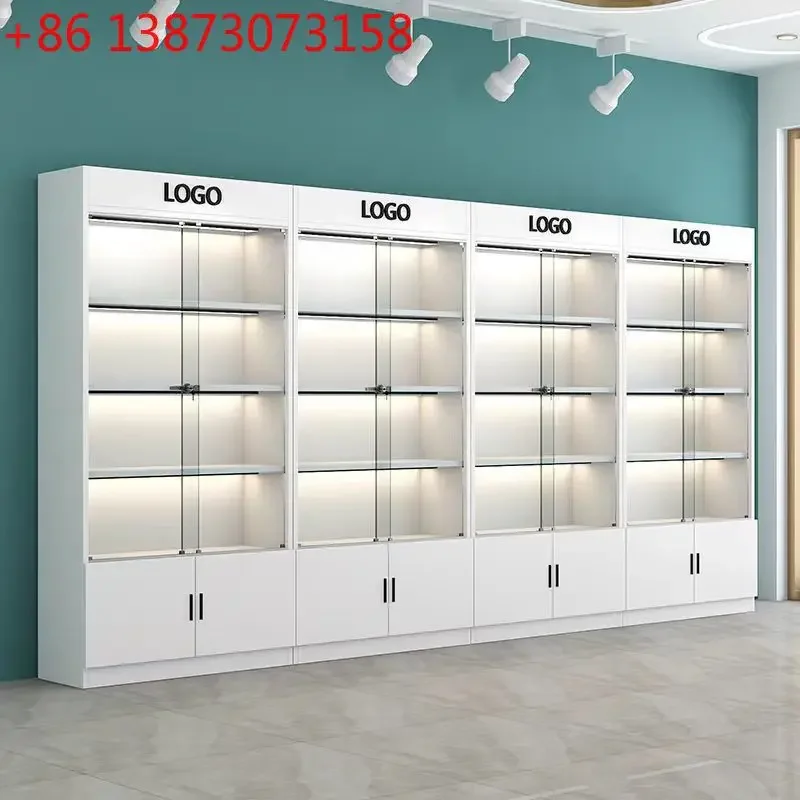 Commercial glass door cabinet with lock Sample display  Container Cosmetics product display cabinet Beauty store cabinet
