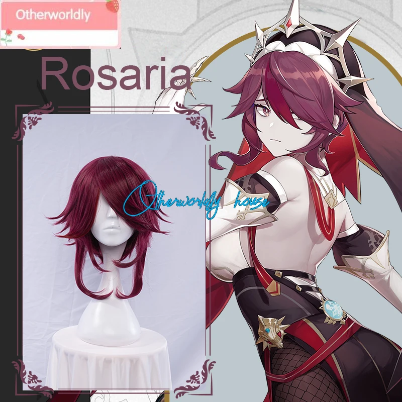 

Game Genshin Impact Cosplay Rosaria Wig Rosaria Short 35cm Heat Resistant Synthetic Cosplay Hair