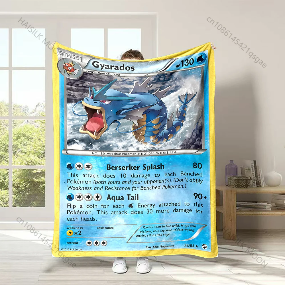 Pokémon Cards Gyarados Blanket Warm Soft Fluffy Throw King Size Luxury Throw Kid Adult Sofa Bed Blanket Cover Travel Throw Gifts