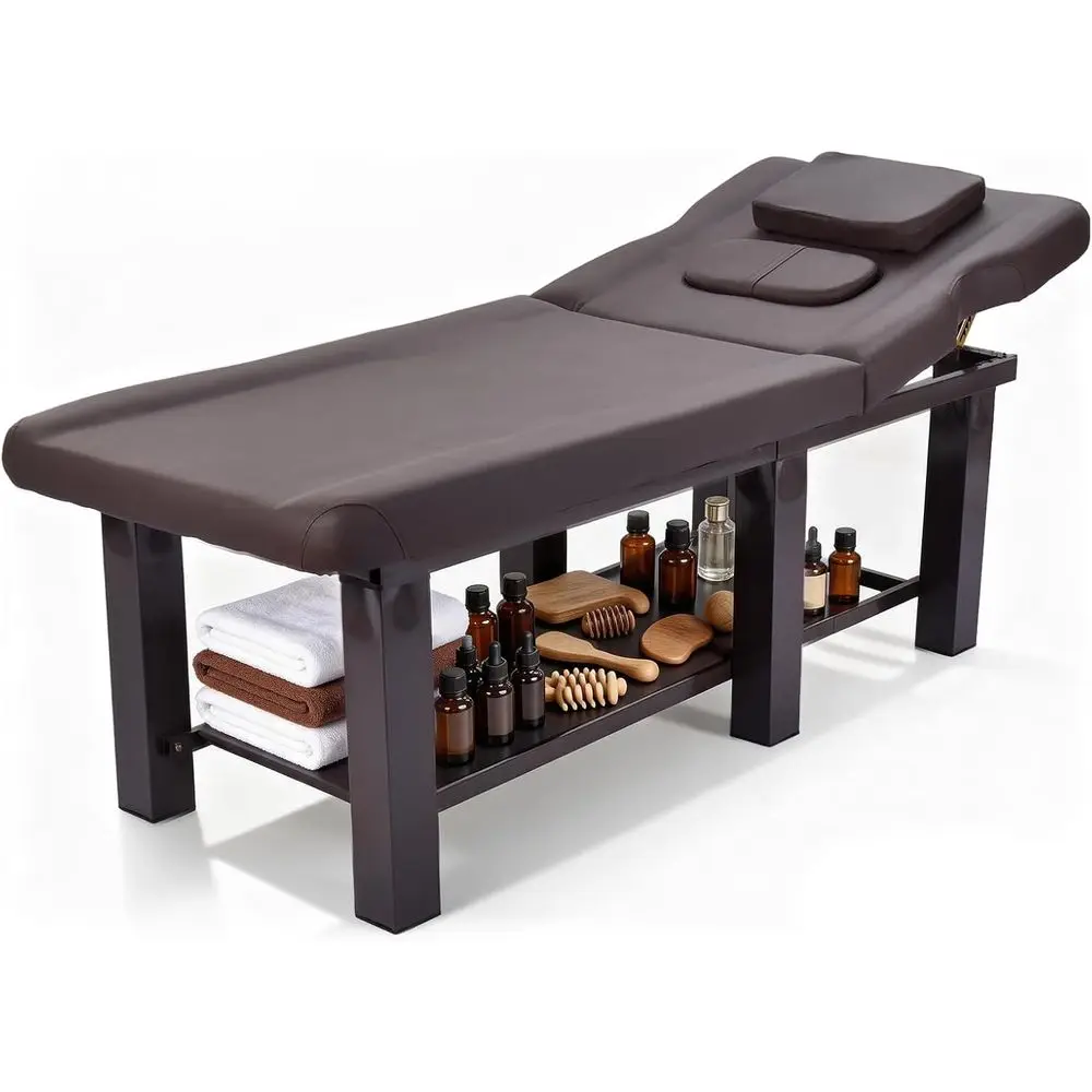 

Heavy-Duty Adjustable Massage Table with Backrest, Thick Foam, Metal & PU Leather, 27.55 Wide x 72.83 Long, Suitable for Salons