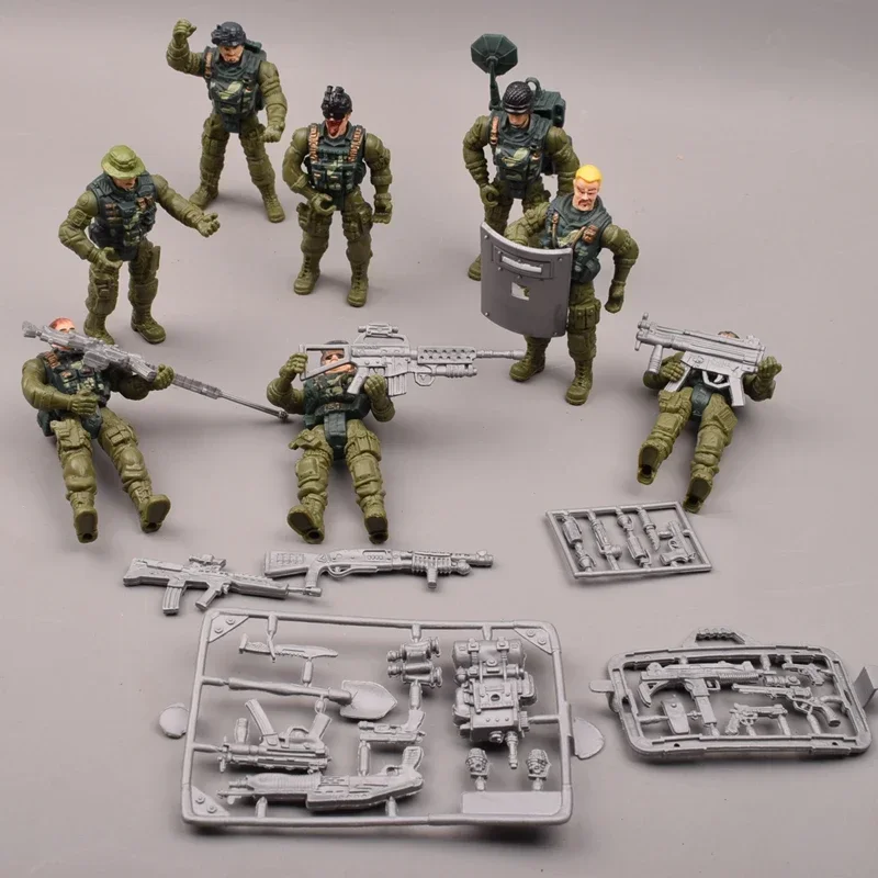 Mini plastikowe zabawki wojskowe ruchome stawy siły specjalne broń mężczyzna żołnierz zestaw modeli do dekoracji z II wojny światowej