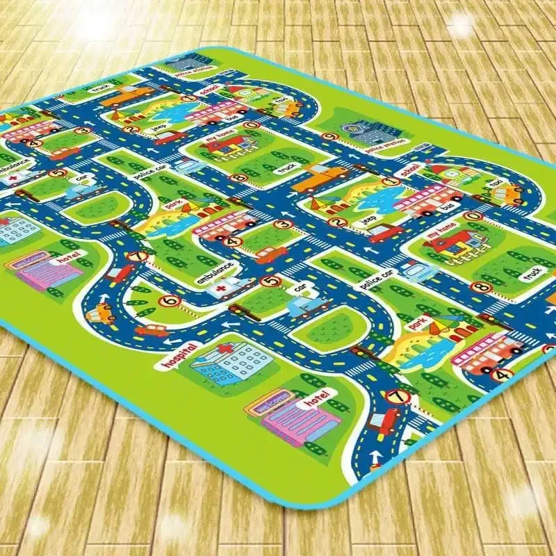 Baby Crawling Mat Non-Slip Surface Baby Carpet Rug Play Mat 0.3cm Thick Urban Track Learning Mat for Children Game Pad