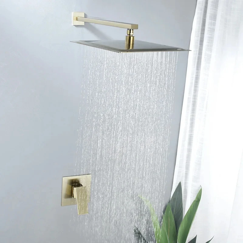 

Black Shower Set 8/10/12 Inch Square Rainfall Shower Faucet Wall Mount Bathroom Faucet Concealed shower Cold And Hot Mixer Set