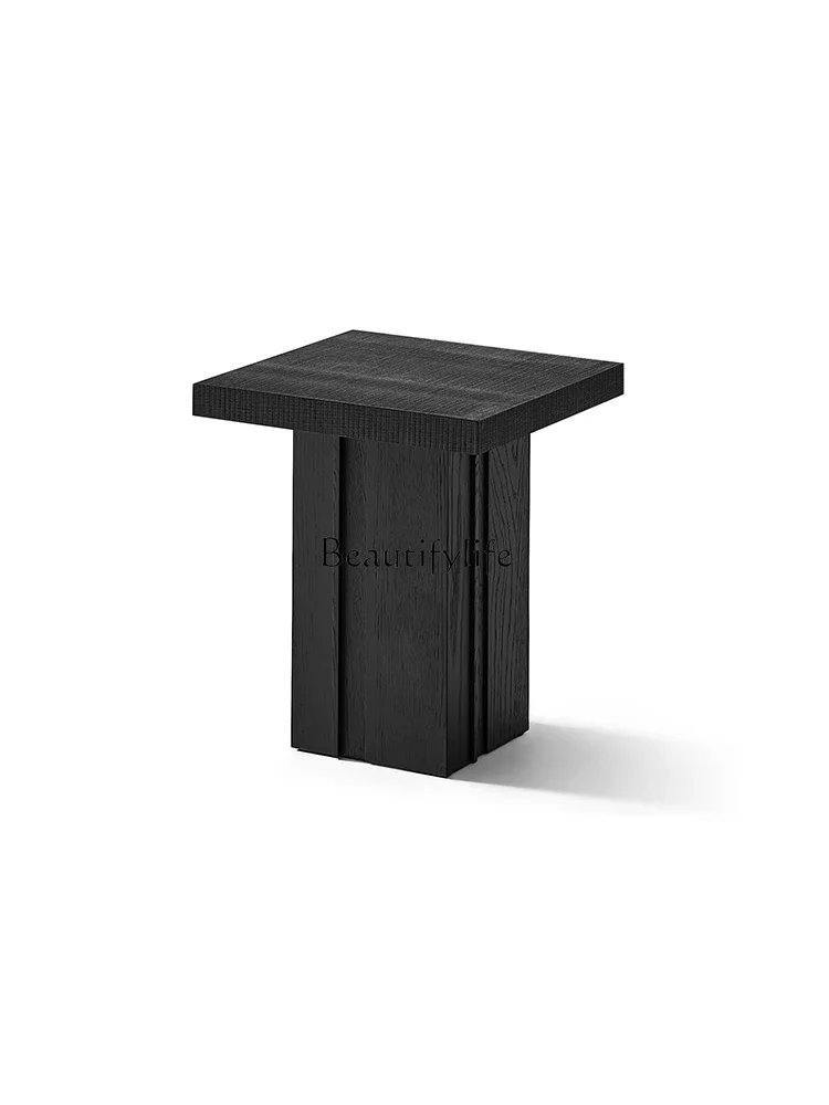 

Solid wood living room home modern simple wabi sand wind square black coffee table