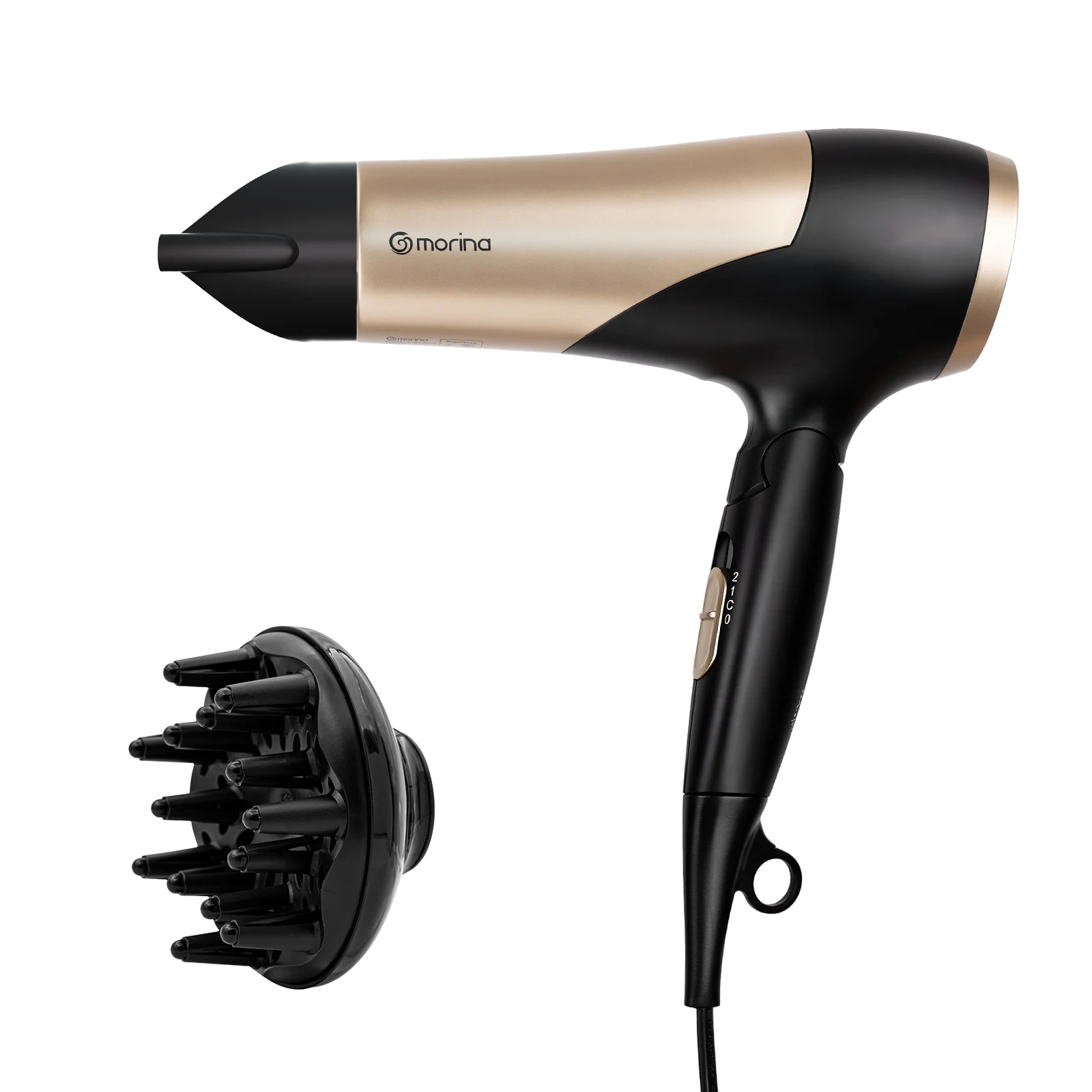 Secador de pelo profesional, 110/220V, 1800W, negro/dorado, de Brasil