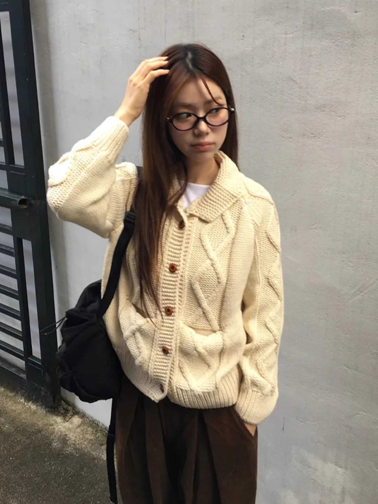 تصميم الإحساس الماس نمط محبوك سترة مفتوحة سترة المرأة الخريف جديد Sle تنوعا التخسيس الأعلى #3