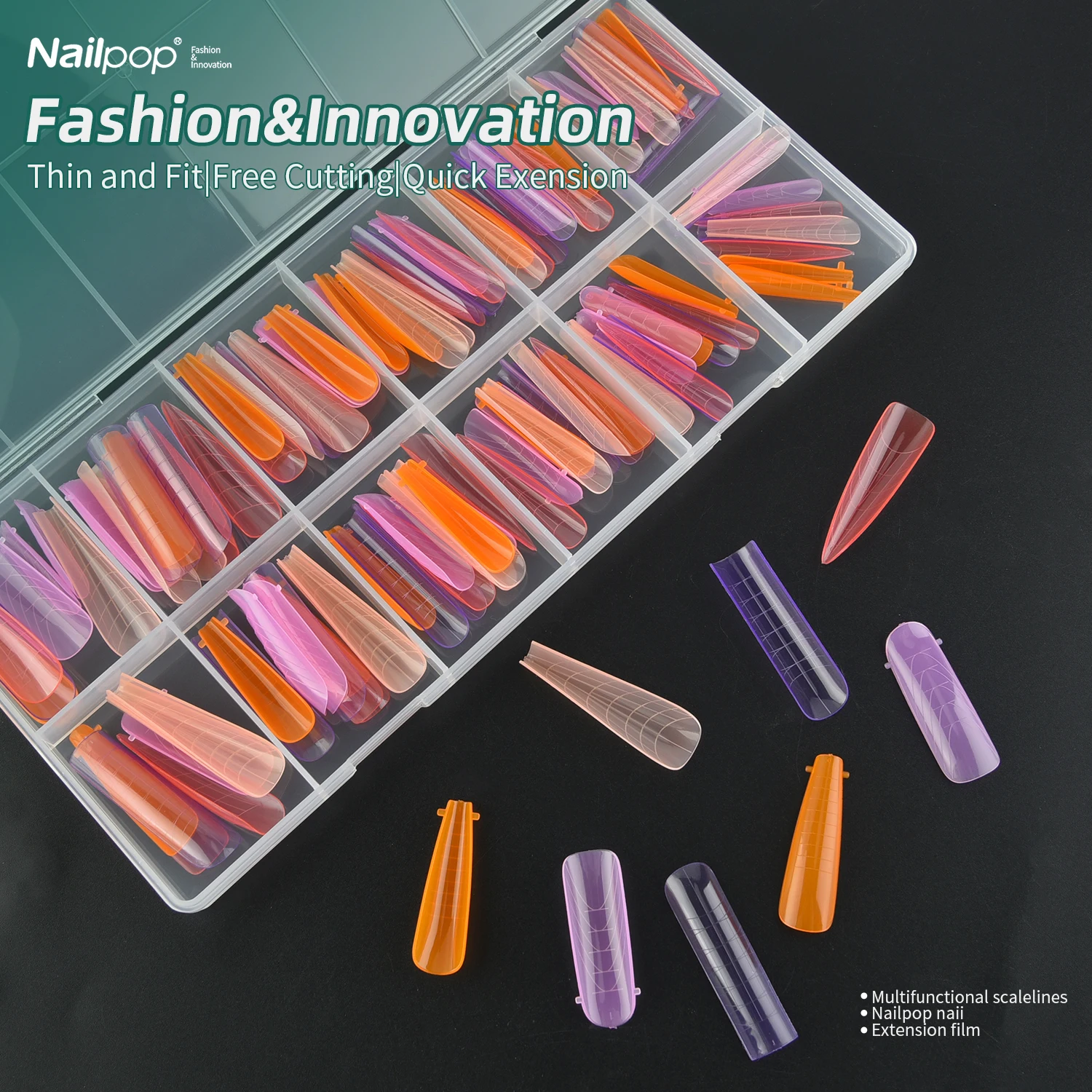 

Nailpop Color Nail Dual Form Set Custom Nail Shape Length Salon Акриловые формы для наращивания ногтей Полное покрытие Верхние формы 288/120/122 шт.