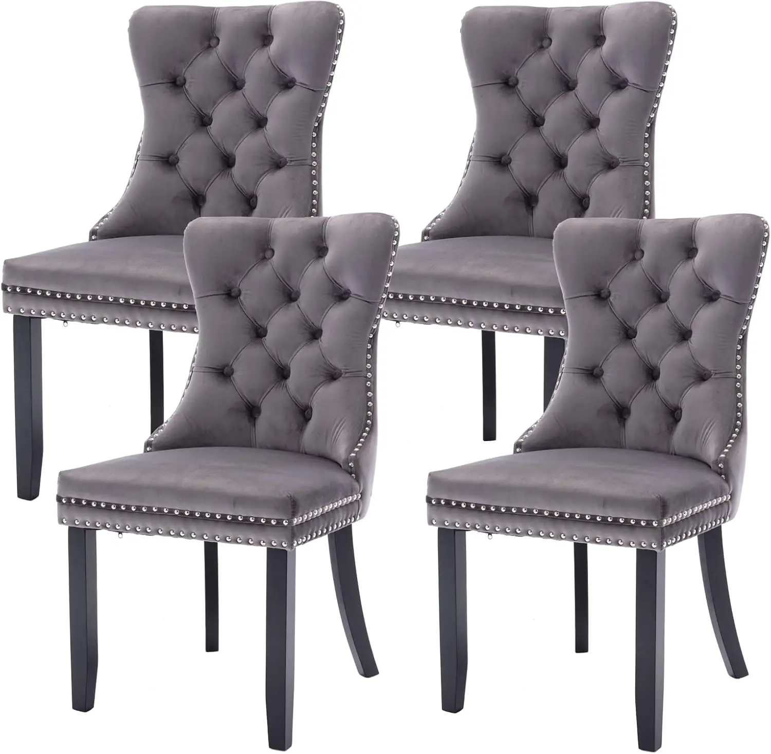 Nailhead Back and Ring Pull Trim, Solid Wood Dining Chairs for Kitchen/Bedroom/Dining Room