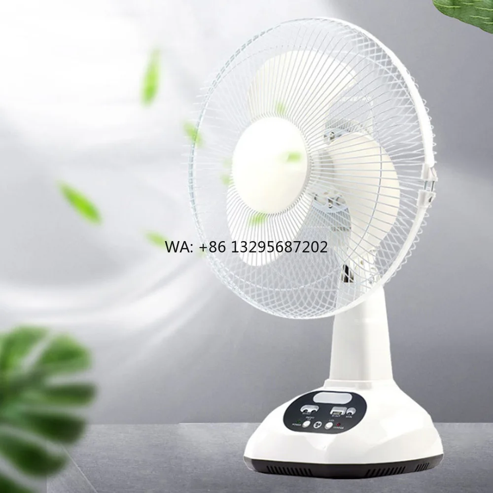

12 Inches Solar Powered Desk Fan Energy Saving Plastic Rechargeable Table Fan with Solar Panel